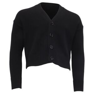 AMI Paris Cropped Cardigan in Black Merino Wool